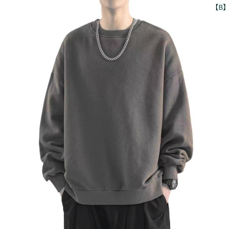 スウェット メンズ 秋 長袖 クルーネック ビッグシルエット シンプル 無地 カジュアル ストリート 大きいサイズ 着回し おしゃれ 綿混 通気性 トップス