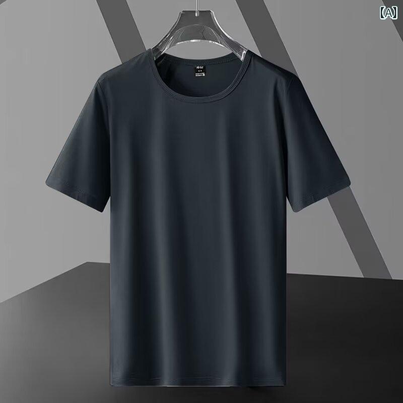 Tシャツ メンズ 男性用 大きいサイズ ビッグシルエット ゆったり ルーズフィット 半袖 クルーネック 丸首 無地 サマー カジュアル 普段使い 薄手 軽量 通気性 ポリエステル 再生繊維 トップス