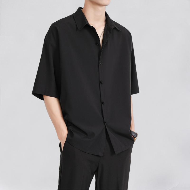 シャツ メンズ 男性用 接触冷感 吸湿速乾 五分袖 春夏 カジュアル トレンド ストリート 高級感 ルーズ..