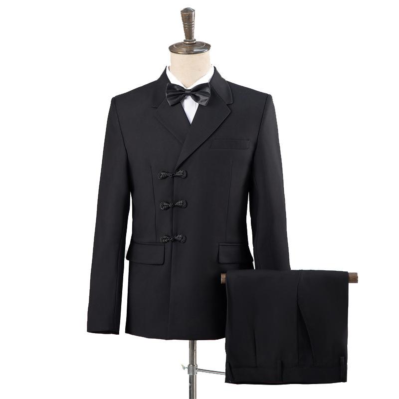 スーツ メンズ 男性用 中国風 レトロ 袴風 セットアップ テーラードカラー シングルブレスト 単 ポリエ..