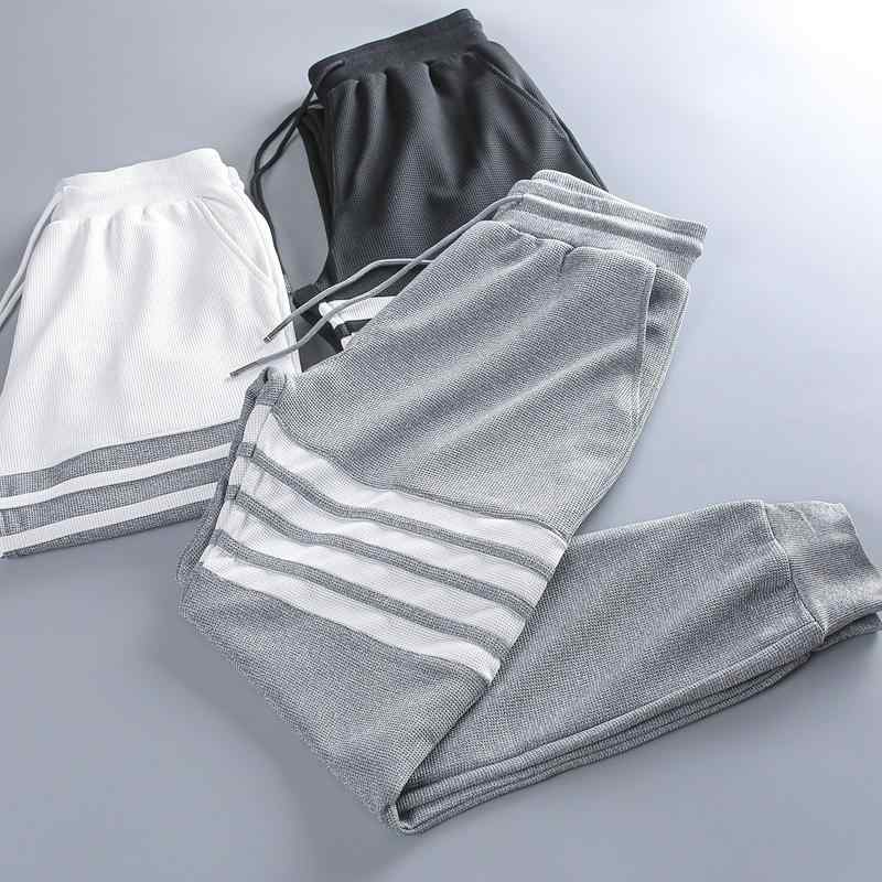 スウェットパンツ メンズ ワッフル生地 春秋 カジュアル リラックス ジャージ ジョガー サルエル 九分丈 クロップド丈 ワイドレッグ ゆったり ルーズフィット 大きいサイズ ビッグシルエット 着回し 運動 普段使い ボトムス