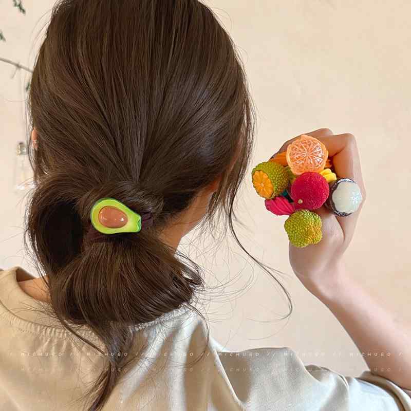 ヘアアクセサリー レディース ユニーク ドリアン ヘアゴム フルーツモチーフ 髪飾り ポニーテール用 高..
