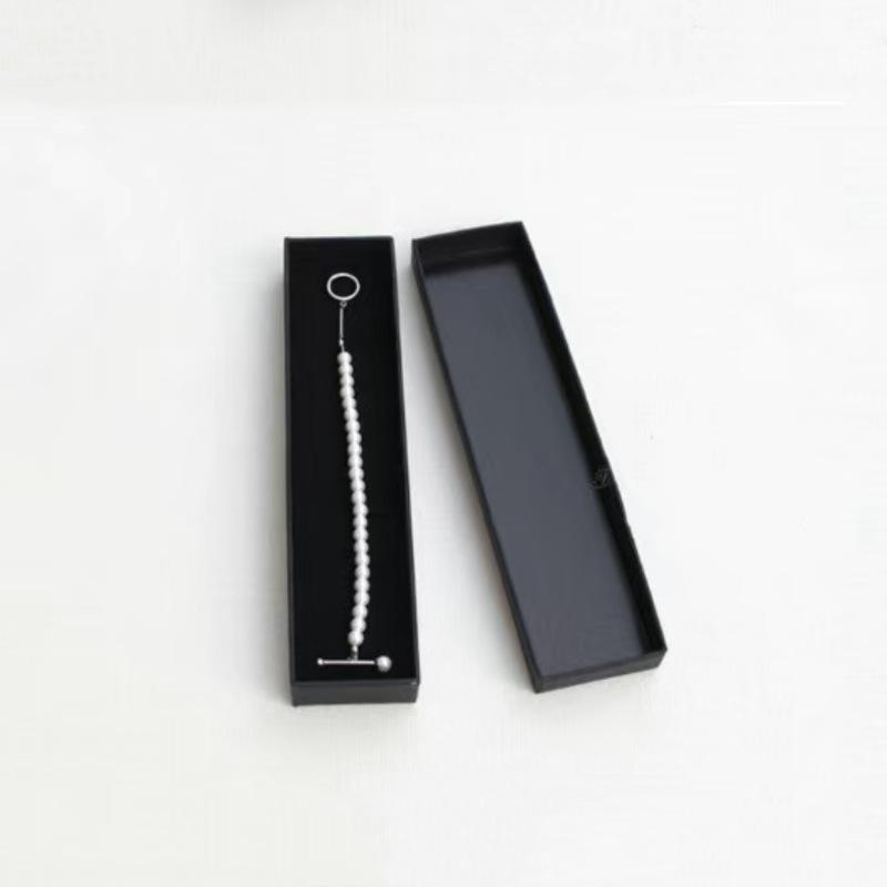 ギフトボックス ジュエリー アクセサリー ケース 長方形 ロングタイプ ブラック 黒 梅柄 紙製 シンプル モダン 誕生日 プレゼント 贈答用 ラッピング