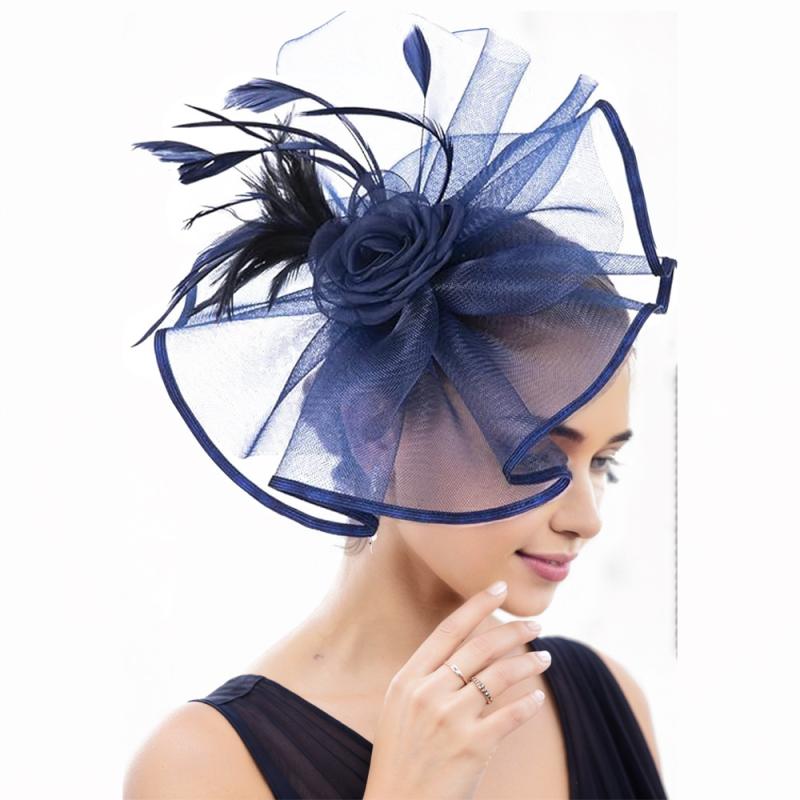 ヘッドドレス レディース 競馬観戦 花嫁 結婚式 パーティー 二次会 イベント レトロ調 羽根 オーガンジ..