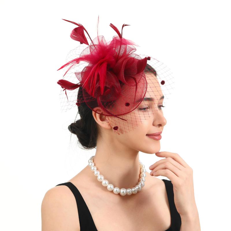 ヘッドドレス レディース 欧米風 ウェディング ブライダル 羽毛 フェザー ミニハット トーク帽 髪飾り ..