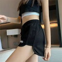 ショートパンツ レディース ランニング スポーツ フィットネス ハイウエスト ゆったり ワイドパンツ Aライン 細見え スタイルアップ ポリエステル 接触冷感 ...