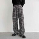 パンツ メンズ ヒップホップ ストリート ダンス 衣装 幾何学柄 テクスチャ感 プリント ゆったり ルーズ ワイドパンツ 袴パンツ バギーパンツ フロア丈 ロングパンツ スウェット ポリエステル混紡 春秋