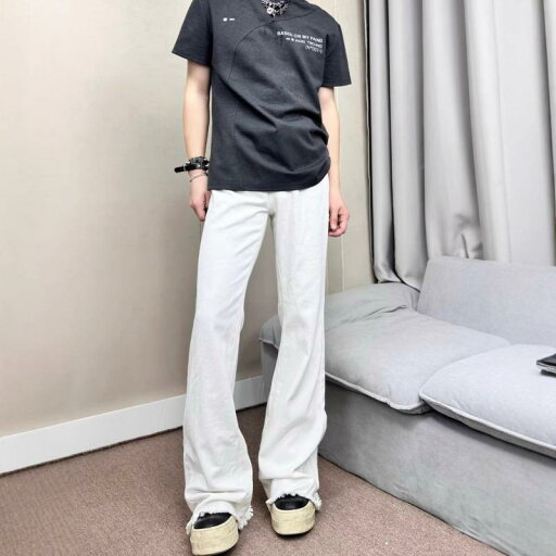 デニムパンツ メンズ ストレート 微フレア ルーズフィット ウォッシュ加工 VIBE系 アメリカンストリート ハイストリート ストレッチ ミッドライズ ロングパンツ 白 黒 デニムパンツ メンズ ストレート 微フレア ルーズフィット ウォッシュ加工 VIBE系 アメリカンストリート ハイストリート ストレッチ ミッドライズ ロングパンツ 白 黒