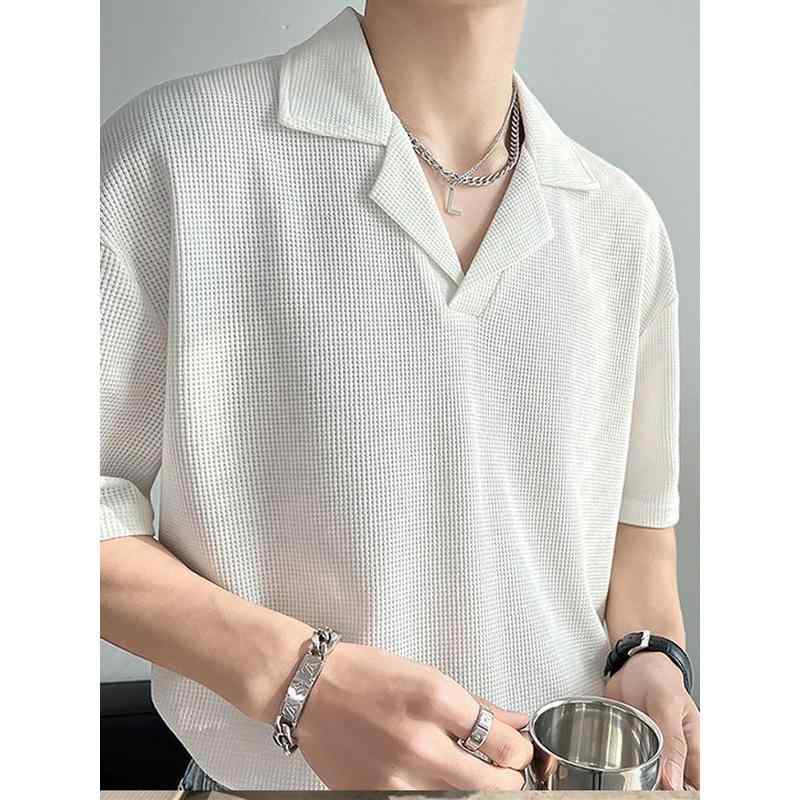 シャツ メンズ 半袖 キューバ襟 開襟 きれいめ 大人カジュアル 個性的 スリムフィット ポリエステル 高..