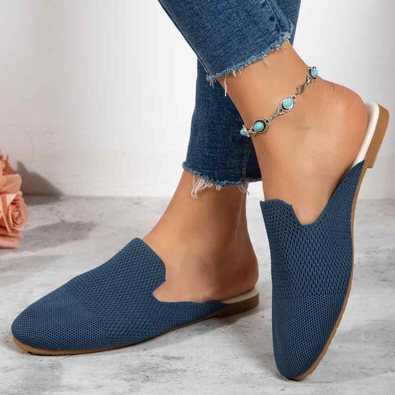 ミュール レディース ファッション カジュアル 単 ラウンドトゥ フラットシューズ スリッポン 布製アッパー ラバーソール 大きいサイズ 履きやすい 普段使い デイリーユース 豊富なカラー 春夏 軽量