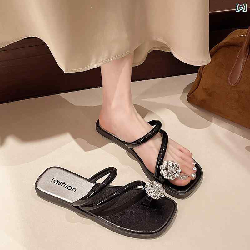 サンダル レディース 外履き インフルエンサー おしゃれ 太ヒール フラット ワンストラップ トング 春..