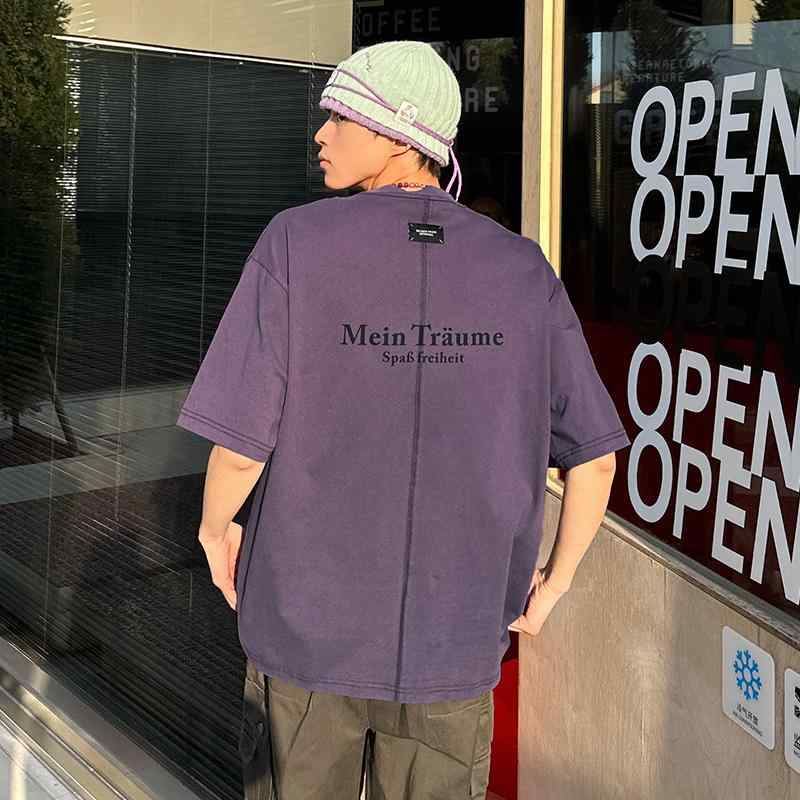 Tシャツ メンズ ルーズシルエット 半袖 アメリカン レトロ 英字ロゴプリント ビッグシルエット ストリート系 カジュアル カップル ペア お揃い 春夏 コット...