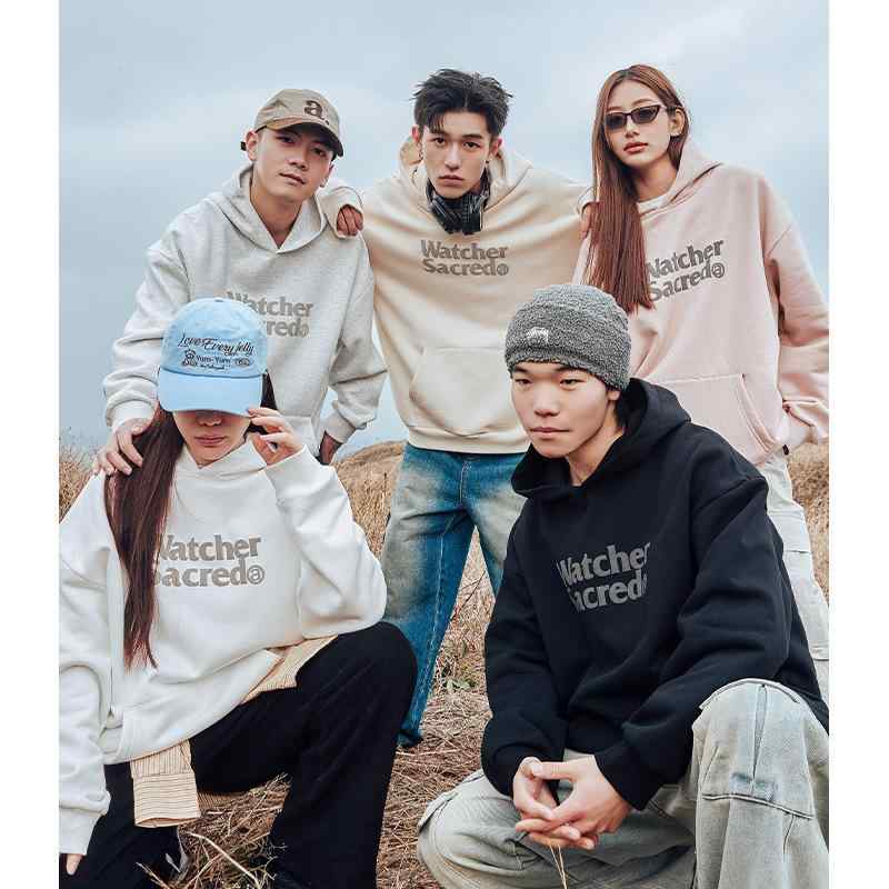 パーカー ユニセックス 男女兼用 メンズ レディース アメリカン レトロ 文字ロゴプリント ゆったり ビッグシルエット 長袖 プルオーバー 綿 コットン ポリエステル カジュアル ストリート 秋冬