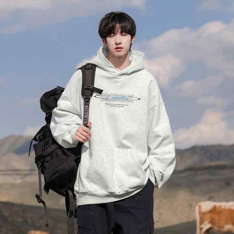 パーカー メンズ 男性用 ヘビーウェイト 厚手 切り替え ロゴプリント フード付き プルオーバー アメリカン スポーツ カジュアル ストリート スウェット トレーナー 長袖 コットン ポリエステル 綿混 オーバーサイズ ビッグシルエット ゆったり 秋冬