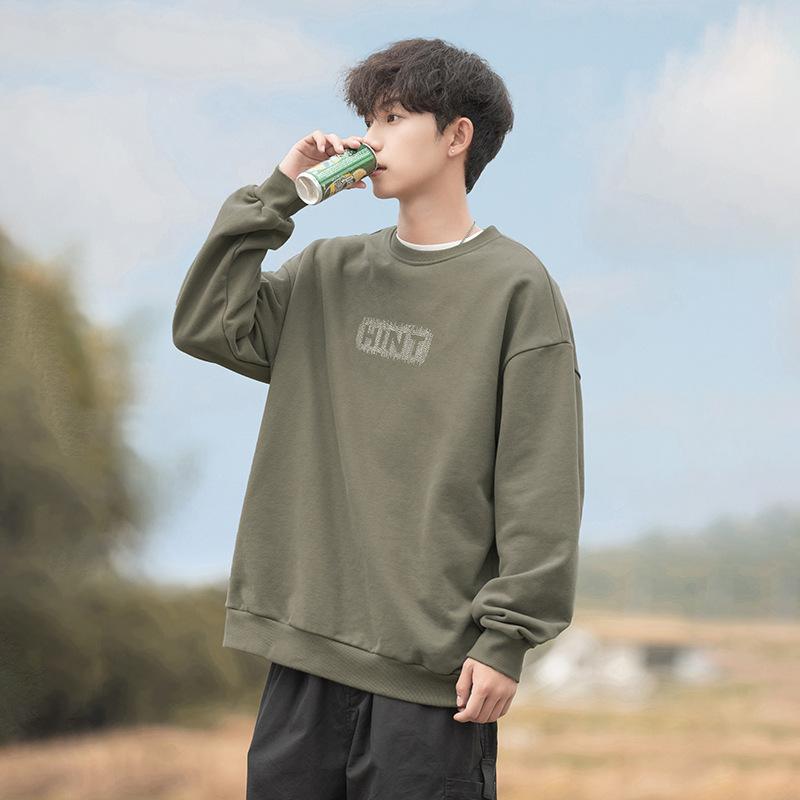 スウェット メンズ 厚手 クルーネック 透かし編み ロゴ刺繍 レトロ ビッグシルエット ゆったり 春夏 綿..