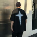 Tシャツ メンズ レディース ユニセックス ペア 半袖 コットン 綿 プリント ヒップホップ ストリート カジュアル 普段使い ゆったり オーバーサイズ ビッグシルエット クルーネック 春夏 ホワイト ブラック ライトブルー