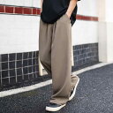 カジュアルパンツ メンズ 男性用 接触冷感 ドレープ感 レトロ 薄手 軽量 ゆったり ストレートシルエット 通気性 速乾 ベーシック 着回し 春夏 ロング丈 普段使い ルームウェア ポリエステル ブラック グレーカーキ