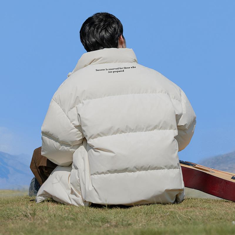 中綿ジャケット メンズ トレンド アメリカン ロゴプリント スタンドカラー 秋冬 無地 カジュアルアウター 普段使い ゆったり オーバーサイズ 厚手 ボリューム...