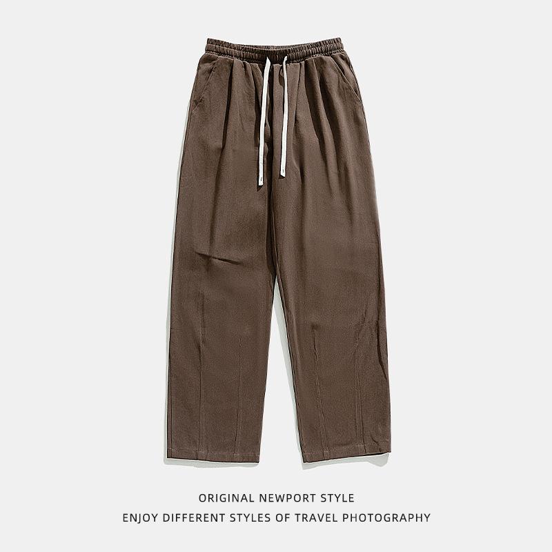 パンツ メンズ カジュアルパンツ 綿 コットン ツイル ストレート ルーズ ゆったり 微ストレッチ ロング丈 ストリート系 普段使い 無地 ブラック カーキ ミ...