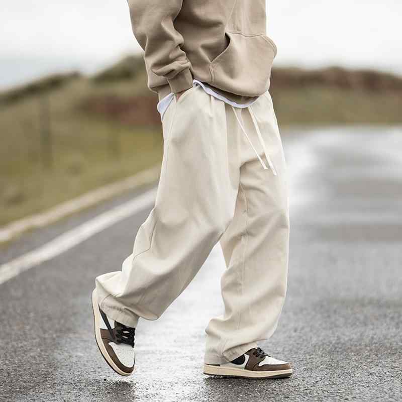 カジュアルパンツ メンズ 綿 サンドウォッシュ加工 ストレート 落ち感 タック入り ワークテイスト ベーシック 普段使い ロングパンツ 秋冬 微ストレッチ ミド...