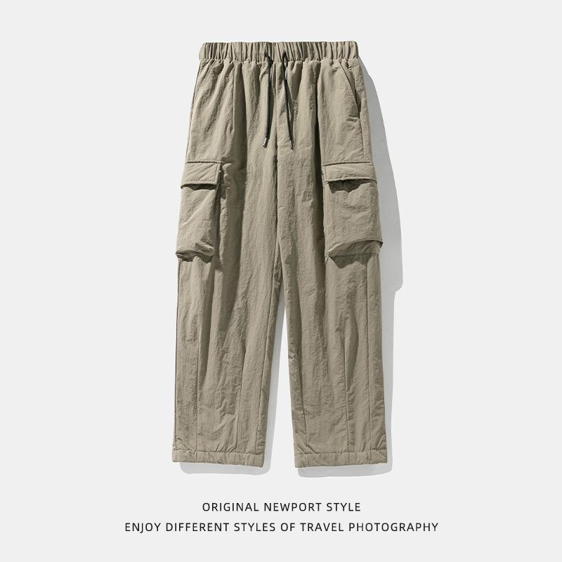 メンズ 男性用 ダウンパンツ 90%ダウン 秋冬 厚手 撥水加工 防寒 防風 機能性 ストレートシルエット ワークパンツ カーゴパンツ アウトドア 登山 レジャー 普段使い ナイロン ボトムス ブラック グレー カーキ