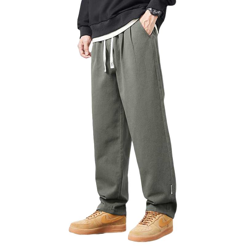 ワークパンツ メンズ 綿 ゆったり ストレート ワイド 9分丈 大きいサイズ ドレープ 落ち感 ミドルウエスト ストレッチ 通気性 春秋 普段使い カジュアル 韓国 ボトムス(4)