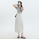 スカート レディース Aライン ロング デニムスカート ミモレ丈 ハイウエスト 細見え 着痩せ 低身長向け 体型カバー カジュアル 普段使い 防水 防汚 防油 再生繊維 コットン 白
