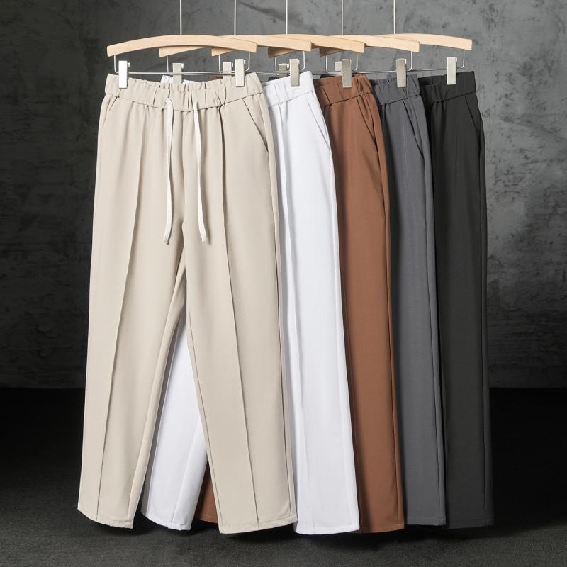スラックス メンズ 男性用 ウエストゴム ドレープ感 ストレートパンツ 大きいサイズ きれいめカジュアル ビジネス 通勤 普段使い 上品 高級感 ポリエステル シワになりにくい 形態安定 洗濯機洗い可