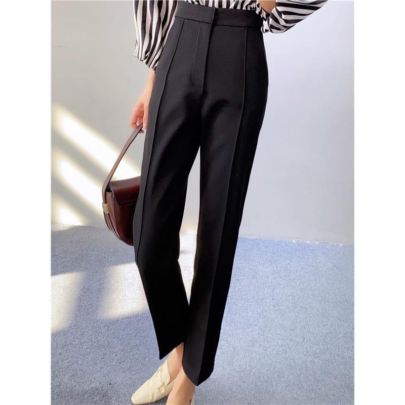 Nylon, Rayon, Polyester - スラックス レディース 九分丈 ハイウエスト ストレートパンツ スリム 美脚 着痩せ オフィス カジュアル 上品 通勤 ストレッチ ポリエステル素材