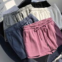 ショートパンツ レディース 春夏 ウエストゴム ハイウエスト ゆったり ワイドレッグ 薄手 ポリエステル 伸縮性 3分丈 カジュアル スポーツ 普段使い 女性用