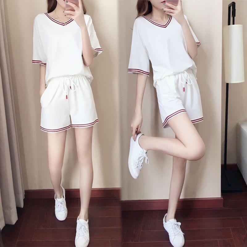 セットアップ レディース 大きいサイズ ゆったり カジュアル スポーツ リラックス 韓国 スクール風 半袖Tシャツ ワイドショートパンツ 2点セット 上下セット 快適 吸湿速乾 軽量 春夏