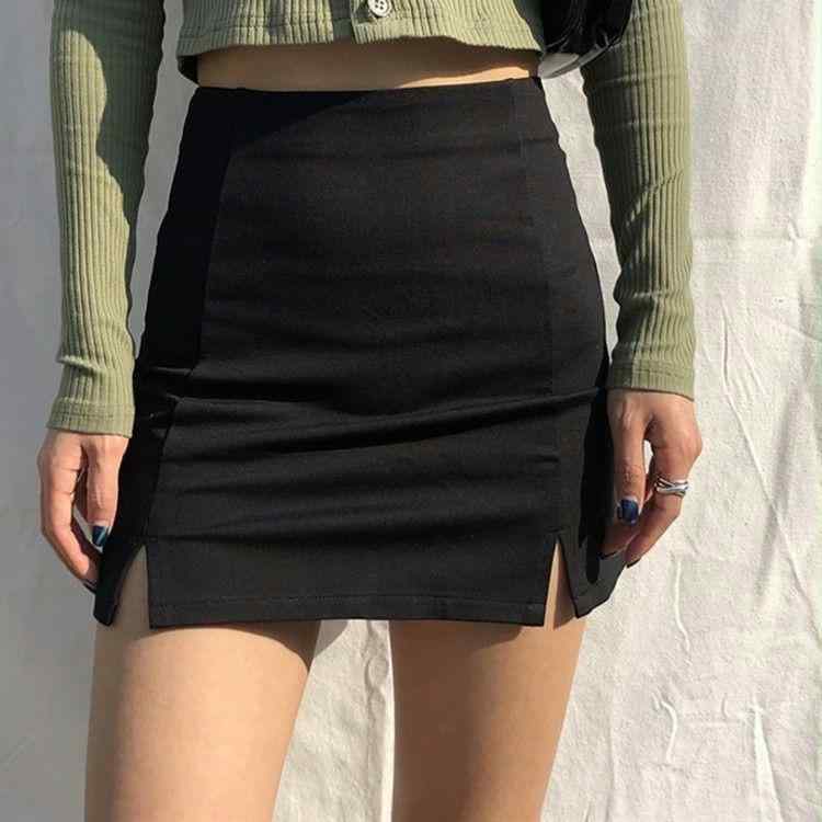 Nylon, Rayon, Polyester - スカート レディース 春夏 黒 ブラック スリット Aライン タイト ミニスカート ショート丈 着痩せ効果 ポリエステル 上品 きれいめ オフィス カジュアル