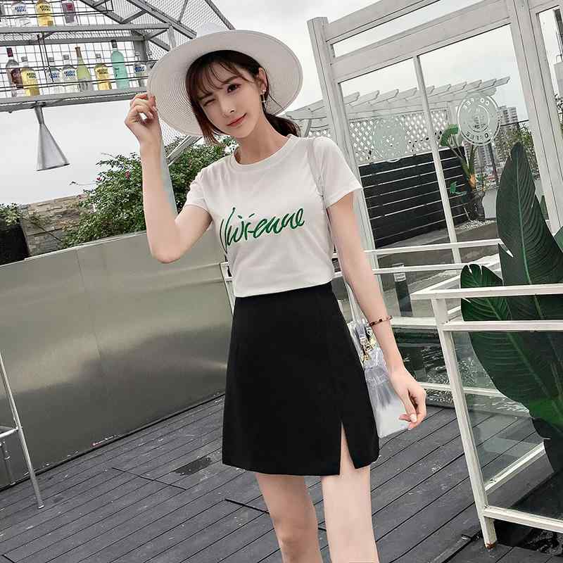 Nylon, Rayon, Polyester - ミニスカート レディース ハイウエスト Aライン キュロットスカート スリット入り シフォン素材 細見え効果 着回し万能 微ストレッチ 学生 カジュアル きれいめ ガーリー ブラック 春夏