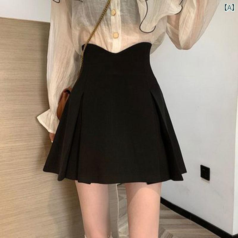 スカート レディース ぽっちゃり 大きいサイズ 春夏 Aライン ミニスカート ショート丈 フレア 着痩せ効果 体型カバー フィッシュボーン 黒 無地 裏地付き 透け防止 デイリー カジュアル