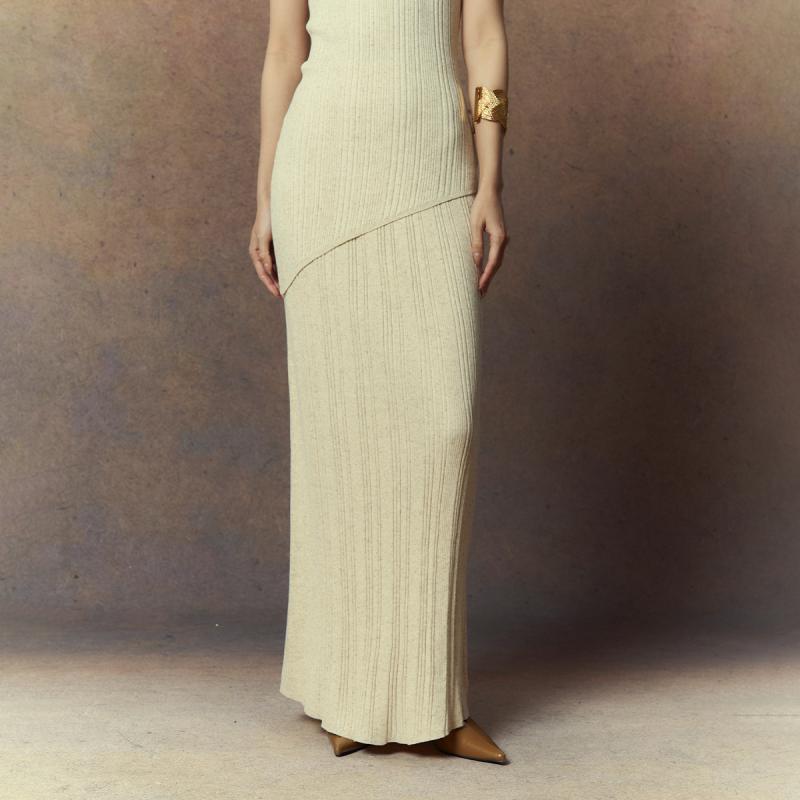 スカート レディース テンセル 麻 きれいめ 通勤 エレガント ロング丈 タイトスカート 無地 切り替え ..