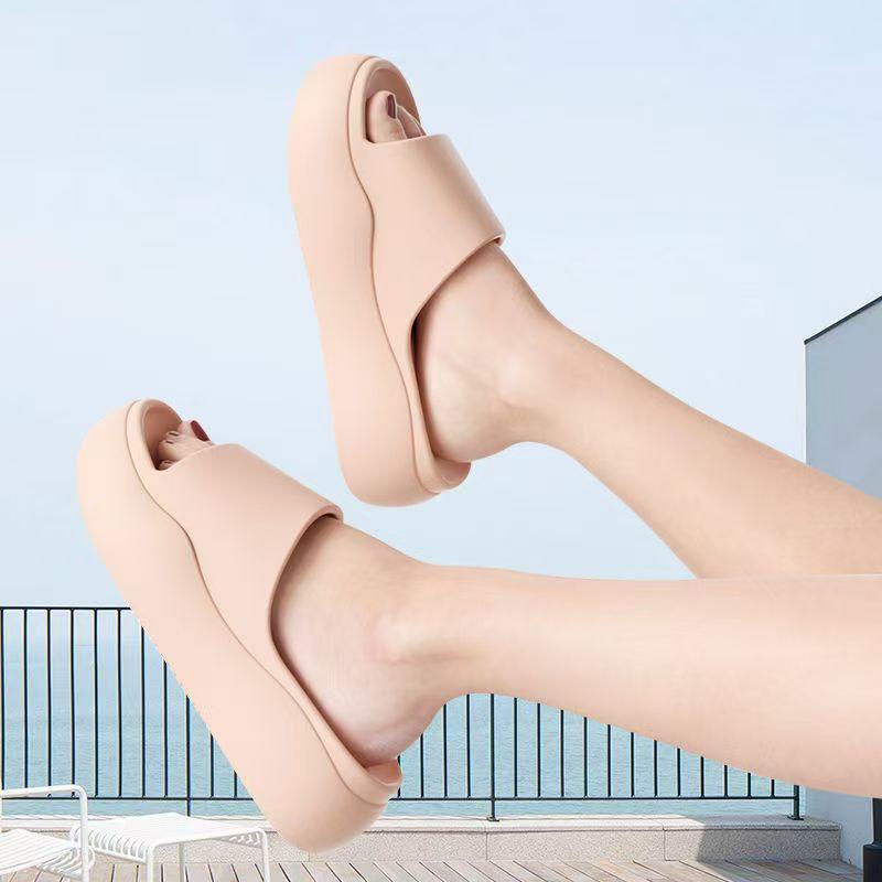 サンダル レディース 5cmヒールアップ 脚長効果 厚底 ワンベルト ノンスリップ EVA素材 柔らかな履き心地 夏 普段使い カジュアル 外履き ビーチ プール タウンユース ブラック ホワイト ピンク ベージュ