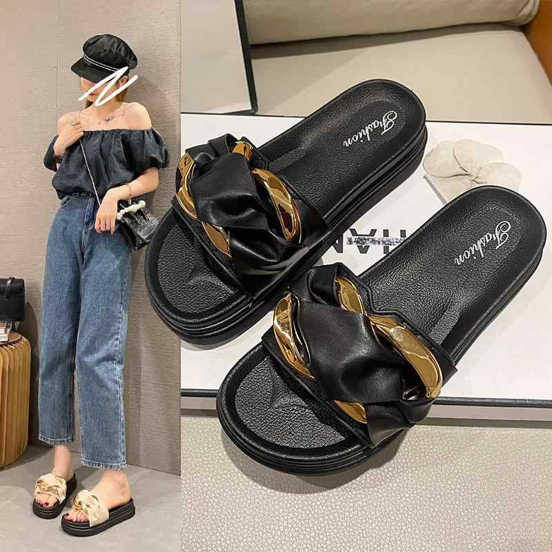 サンダル レディース フラット 厚底 ワンバンド メタルバックル装飾 韓国ファッション カジュアル 普段使い お出かけ 旅行 リゾート PVC素材 ブラック アイボリー 春夏