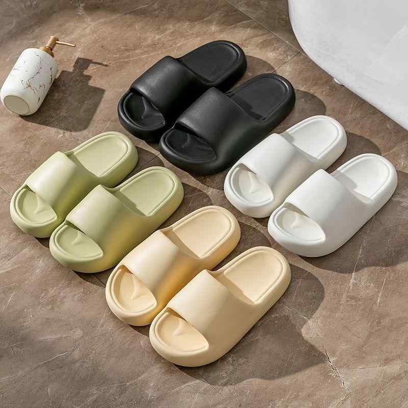 サンダル スリッパ 男女兼用 厚底 室内履き 外履き ベランダ オフィス やわらかクッション ソフトソール 滑り止め 防滑 耐久性 PVC素材 春夏 ブラック