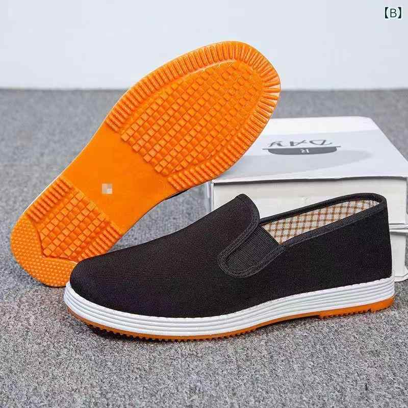 布靴 メンズ 男性用 スリッポン ローカット 布製 キャンバス地 通気性 ソフトソール 滑り止め 耐摩耗性 ドライビングシューズ ワークシューズ 仕事履き 普段使い シニア向け ブラック ouchikenko-11030201 おうち健康生活 サンプル画像3