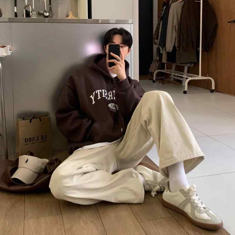 パンツ メンズ 春夏 レトロ ヴィンテージ風 ストレート ワイド ルーズ ゆったり リラックス カジュアル 普段使い タウンユース ワーク ロング丈 ミドルウエスト ポケット付き 通気性 形態安定 微ストレッチ トレンド ボトムス 男性用