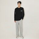 Tシャツ メンズ 男性用 丸首 クルーネック 長袖 ロングスリーブ ドロップショルダー ゆったり ルーズフィット ロゴプリント 刺繡 韓国 綿 コットン 抗菌防臭 ノーアイロン シワになりにくい カジュアル 春秋 トップス インナー