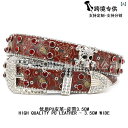 ベルト メンズ レディース ラインストーン スカル パンク ファッション PUレザー 高級感 ウエストマーク 合金バックル ピンバックル アイレット クロコダイ...