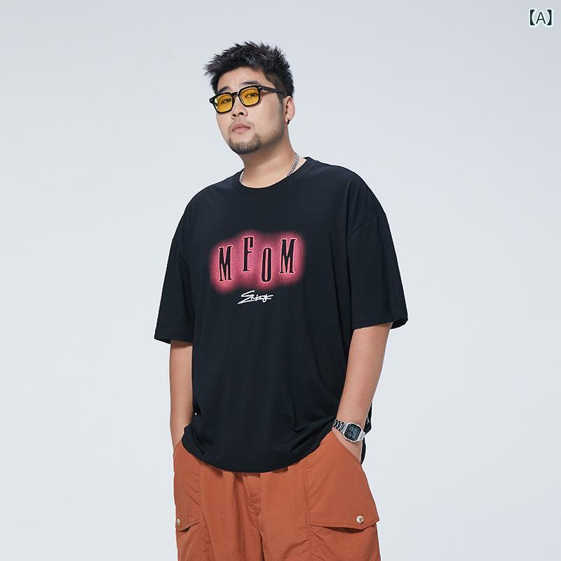 Tシャツ メンズ ビッグサイズ ゆったり 大きいサイズ ぽっちゃり 体型カバー 夏物 半袖 クルーネック 綿 コットン 通気性 抗菌 薄手 カジュアル 普段使い トレンド ロゴプリント