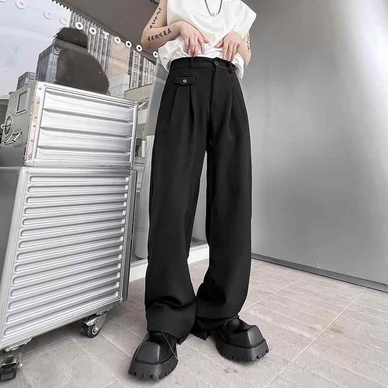 スラックス メンズ 男性用 高級感 ドレープ ワイドパンツ レトロ ゆったり ルーズフィット きれいめカジュアル 普段使い 大きいサイズ トレンド ロングパンツ ポリエステル