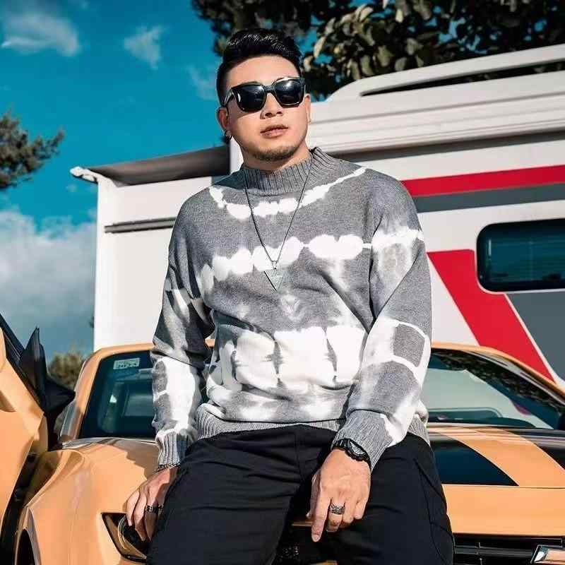 ニット メンズ 大きいサイズ ビッグサイズ 体型カバー プルオーバー モックネック カラーブロック ゆったり ルーズフィット 長袖 カジュアル 秋冬 ポリエステル 混紡