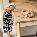サロペット 女の子 ベビー キッズ 夏用 綿 コットン 薄手 ノースリーブ 七分丈 ボタン留め かわいい 韓国 おしゃれ ゆったり ワイド オールインワン ブルー ピンク ホワイト ブラック 普段使い お出かけ