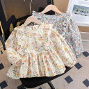 シャツ キッズ 女の子 小花柄 ブラウス 綿 コットン 春秋 2点セット セットアップ かわいい おしゃれ お出かけ 普段使い