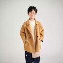 コート キッズ 男の子 女の子 羊毛 ダブルフェイス メルトン 秋冬 ミドル丈 カジュアル アウター 厚手 ダブルボタン 襟付き 無地