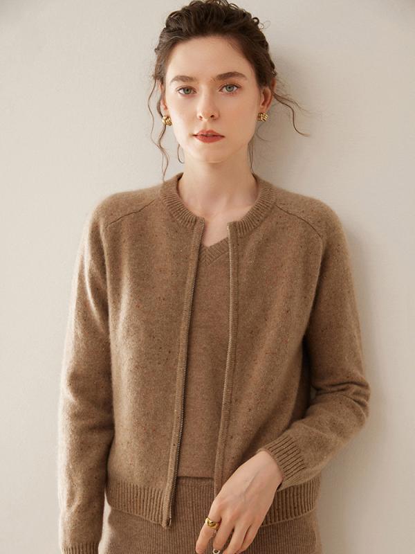 カーディガン レディース カシミヤ 秋冬 厚手 ショート丈 ダブルジップ ラグランスリーブ ゆったり ル..