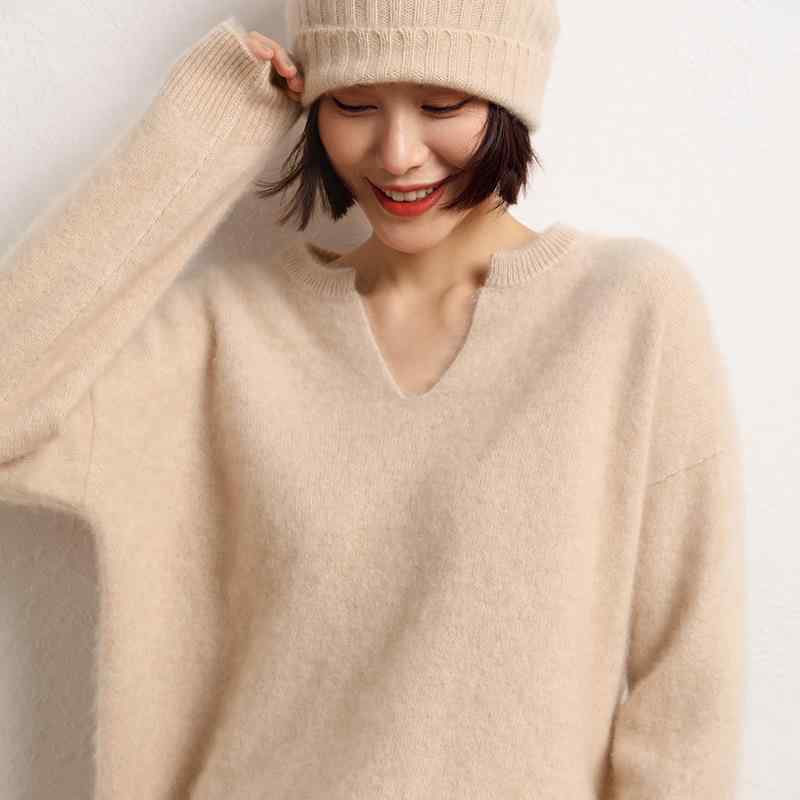 ・カテゴリ: ニット・スタイル: エレガント、ブリティッシュ・着用方法: プルオーバー・主な素材: カシミヤ95%以上・ネックライン: Vネック・袖丈: 長袖・袖タイプ: ドロップショルダー・柄: 無地・フィット: ルーズフィット・厚さ: 中厚・カラー展開: 青絨、紫絨、パールホワイト・サイズ展開: フリーサイズ・性別: レディース